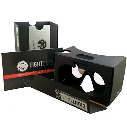 EightOnes VR Kit V2 inspired by Google Cardboard V20 - Easy Assembly Virtual Reality Headset With Capacitive Touch Button Compatible With iPhone and Android V2 Jet Black