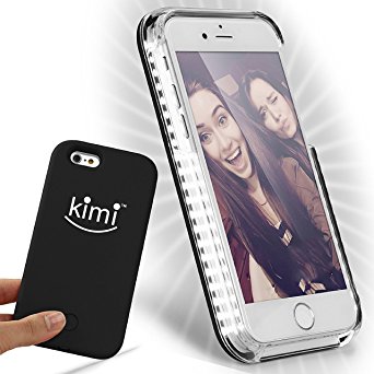 KIMI Selfie Light iPhonCase, Fashion Luxury Flash Mobile Led Cover, Increase Facial Light, (Black, iPhone 7/8)