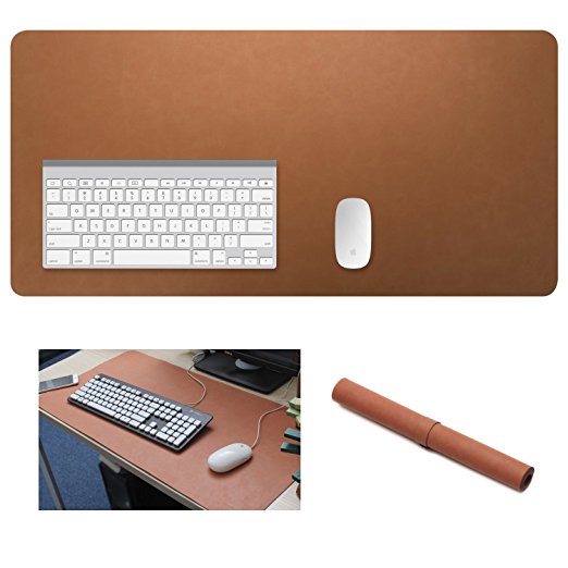 Yikda Extended leather Gaming Mouse Pad / Mat, Large Office Writing Desk Computer leather Mat Mousepad,Waterproof,Ultra Thin 1.2mm - 31.5"x15.7" (Brown)