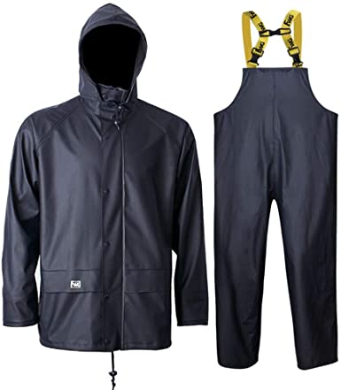Rain Suits for Men Women Waterproof Jacket with Bib Pants Work wear 3 Pcs Heavy Duty Sets