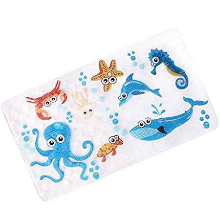 WARRAH Non-Slip Bath Mat Shower Mats Baby, Anti-Slip Mildew Resistant Children,Anti-Bacterial Anti-Slip-Resistant Bathroom Sticker Kids,Latex-Free,39cm/15in*70cm/27in (Dark Blue)