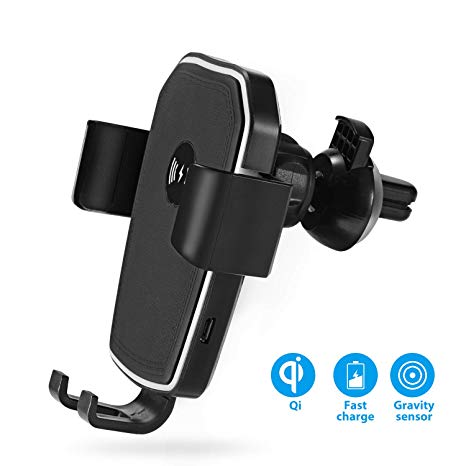 HoHoHoHot Fast Wireless Car Charger Air Vent Phone Mount Holder, Qi Certified, 7.5W Compatible iPhone XR/XS Max/XS/X/8/8 Plus, 10W for Galaxy S9/S9 /S8/S8 /LG G7, and 5W for All Qi-Enabled Phones