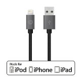 LABC Apple-Certified MFi Lightning Cable Sync and Charge Cable Aluminum Caps Nylon Cable 4 ft  12m LABC-505 Grey