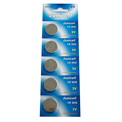 Eunicell CR2032 5004LC Lithium Blister Pack 3V 3 Volt Coin Cell Batteries (5 pcs)