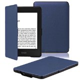 OMOTON Kindle Paperwhite Case Cover -- The Thinnest and Lightest PU Leather Smart Cover for All-New Kindle Paperwhite Fits All versions 2012 2013 2014 and 2015 All-new 300 PPI Version Navy Blue
