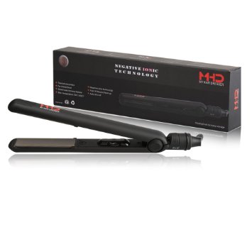 MHD Professional 1 Inch Hair Flat Iron Negative Ionic Technology Straightening Iron Plus 2 x Free Salon Clips