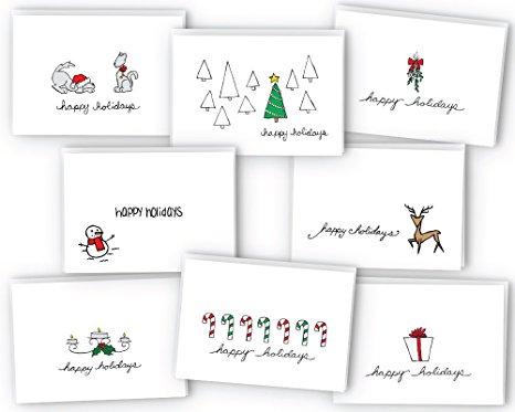 Happy Holidays Greeting Card / Gift Tag Collection - 24 Cards & Envelopes