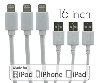 BestPowerTech® Apple Certified MFi Lightning to USB Cable [3-Pack, 16 in] - Premium Quality Cables - for all newer iPhone iPod iPad