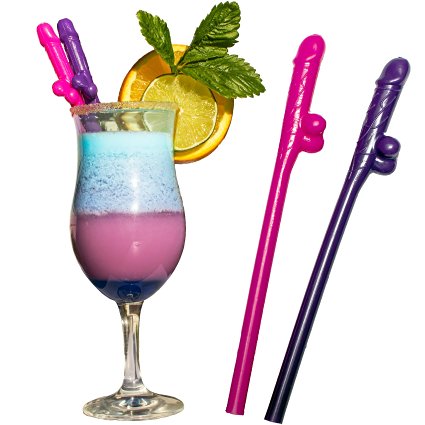 Willie Suckers Adult Bachelorette Party Decorations Drink Straws (20-Pack) - Funny Novelty Ideas for Party Games or Invitation Gag Gift - BPA and Phthalate Free Certificate