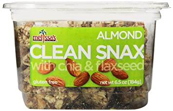 Melissa's Almond Clean Snax with Chia and Flax Seed 6.5 Ounce, Bite-Sized Gluten Free Snack Squares with Chia & Flaxseed, Low Fat Low Sodium No Artificial Ingredients