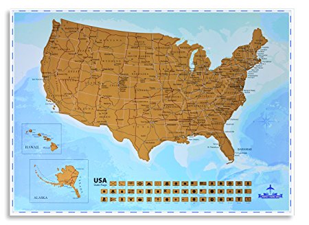USA Scratching Map - Scratch off States as You Travel - New Creative Design 2017 - Travel Map USA Edition - Great Traveler’s Gift