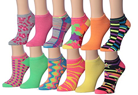 Tipi Toe Women's 12-Pairs Colorful Patterned No Show Socks