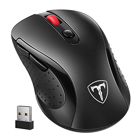 Wireless Mouse, [Upgraded Version] VicTsing 2.4G USB Cordless Optical PC Computer Laptop Ergonomic Mouse Mice with Nano Receiver, 6 Buttons, 5 Adjustment Levels Full Size for Windows7/8/10/XP, Vista7/8, Mac and Linux - Ultra Energy Saving