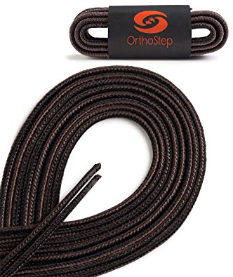 OrthoStep Thin Round Athletic Nylon Shoelaces - Fused Tips - Work Boot Laces 2 Pair Pack - Made in the USA