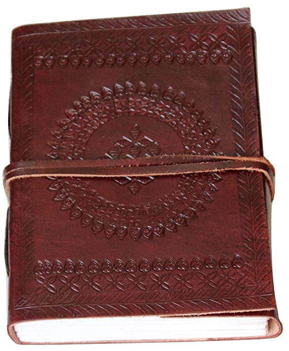 Ancient European Embossed Leather Journal Diary (Handmade) with leather tie closure Active