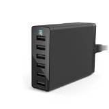 Anker PowerPort 6 60W 6-Port USB Charging Hub Multi-Port USB Charger for Apple iPhone 6  6 Plus iPad Air 2  mini 3 Samsung Galaxy S6  S6 Edge and More  - Retail Packaging-Black