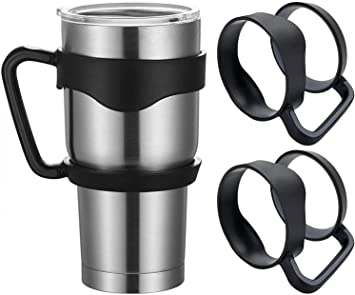 2 Pack Cup Handle for 30oz YETI Rambler & Ozark Trail Tumblers, Yeti Rambler Handle BPA Free Cup Holder for Stainless Steel Tumblers, RTIC (OLD VERSION), SIC, Travel Water Coffee Tumbler Mugs, Black