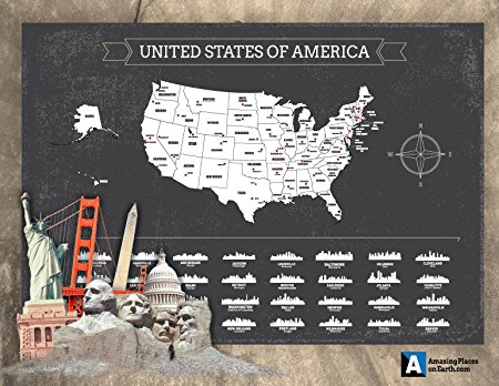 Amazing Places' USA Map | Scratch off map | X-Large