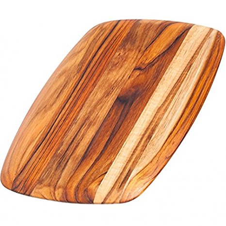 Teak Cutting Board - Rectangle Serving Board With Rounded Edges (12 x 8 x .55 in.) - By Teakhaus