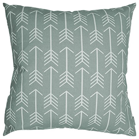 JinStyles Arrow Cotton Canvas Decorative Throw Pillow Cover (Slate Gray and White, 24 x 24 inches)