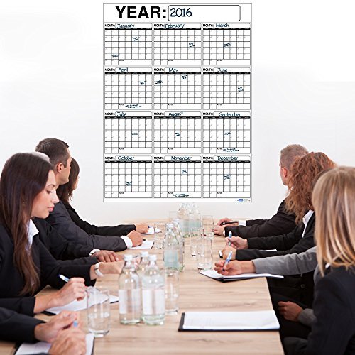 Best OVERSIZED 12 MONTH Dry Erase Wall Calendar Planner & Organizer 3 x 4 ft Vertical Laminated Dry or Wet Erase to Plan Your Whole YEAR - Perfect Sales Planning Office Conference Room Teachers