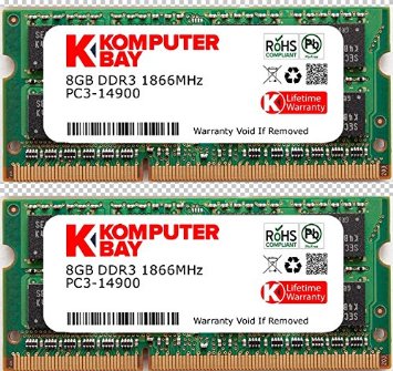 Komputerbay 16GB Dual Channel Kit 2x 8GB 204pin DDR3-1600SO-DIMM 186614900S 1866MHz CL13 for Apple iMac 275K Late 2015