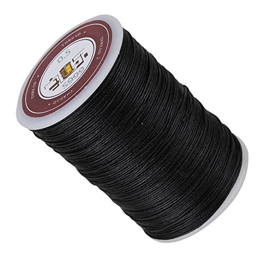 CNBTR 0.5mm 120m Polyester Waxed Line Leather Craft Sewing Wax Thread Cord (Black)
