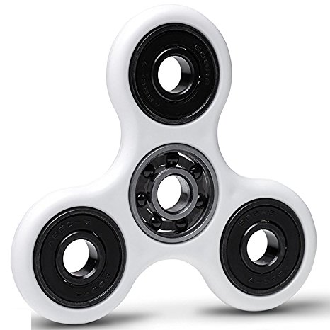 Fidget Spinner Toy Stress Reducer Tri-Spinner Fidget Toy EDC Focus Toy with Hybrid Ceramic Bearing Ultra Durable Non-3D printed (White)