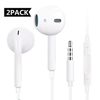 Anvor Earbuds For All iPhone iPod iPad Headphones Earphones With Remote Control Mic Volume for Apple iPhone,Android Smartphones and all iPod iPad (2 Pack White)