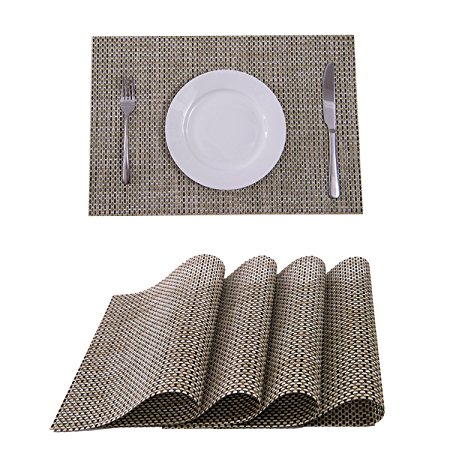 Set of 4 Placemats,Placemats for Dining Table,Heat-resistant Placemats, Stain Resistant Washable PVC Table Mats,Kitchen Table mats(Beige)
