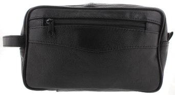 Viosi Genuine Leather Shaving Toiletry Travel Bag w/ 2 Zipper Compartments