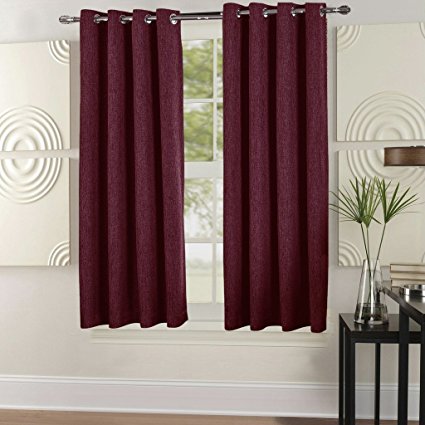 Best Dreamcity 1 Panel Faux Linen Burgundy Blackout Curtains for Bedroom, 52" Wide By 63" Long