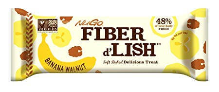 Gnu Foods FiberLove NuGo Fiber d'Lish Soft Baked Delicious Treat Banana Walnut Bars - 16 CT