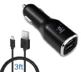 iXCC Dual USB 48 Amp 24 Watt SMART Universal High Capacity High Power Small Size FAST Car charger with Exclusive ChargeWise tm Technology for Apple iPhone 6 6 plus 5s 5c 5 iPad Air 2 iPad Air iPad mini 3 iPad mini 2 iPad mini iPod Samsung Galaxy S6  S6 Edge  S5  S4 Note Edge  Note 4 Note 3 Note 2 the new HTC One M8 M9 Google Nexus and More Black
