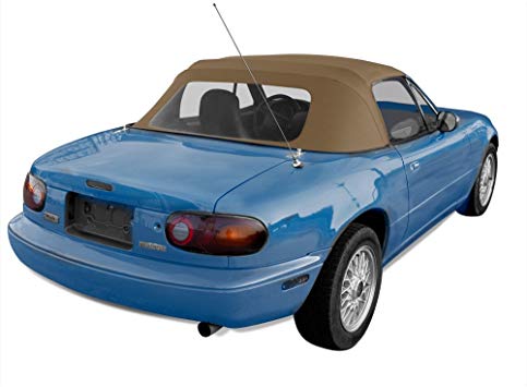 Sierra Auto Tops Convertible Soft Top Replacement, compatible with Mazda Miata MX5 1990-2005, w/Plastic Window, Cabrio Vinyl, Tan
