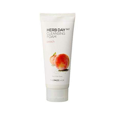 The Face Shop Herb Day 365 Cleansing Foam, Peach enriched with Vitamin C |SLS and Paraben Free,170ml