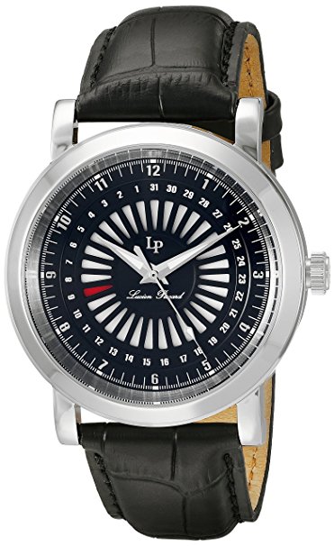 Lucien Piccard Men's 'Ruleta' Quartz Stainless Steel and Black Leather Casual Watch (Model: LP-40014-01)