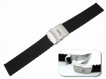 Mens Rubbertech TM Silicone Rubber Watchband Stainless Steel Deployment Buckle - by JP Leatherworks