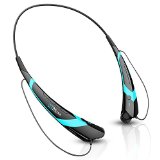Wireless Bluetooth Headphones - Noise Cancelling Headsets w Microphone - Lightweight Stereo For Hands Free Calling - Great For Sports Running Workout Gym Exercise - FREE Running Belt And Headset Cover Black-Blue