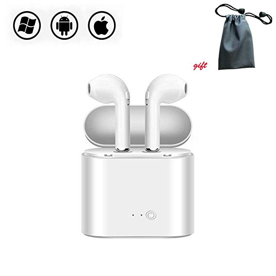 Bluetooth Headphones Chargering case Compatible with Most Smartphones iPhone X 7plus 7 Samsung Galaxy Upgraded Version Mini Size HD Stereo in-Ear Noise Canceling Earphone