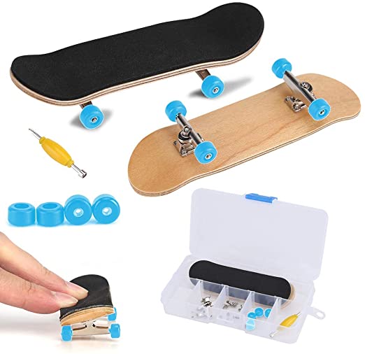 Mini Finger Skateboards, Fingerboard，Professional Mini Alloy Complete Wooden Maple Deck Relieve Pressure Kids Gifts with Box