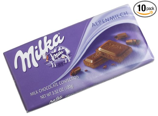 Milka Alpine Milk Chocolate, 3.5-Ounce Bars (Pack of 10)