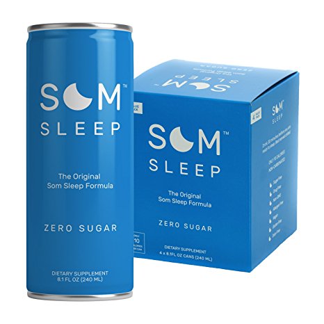 Som Sleep, The Original Som Sleep Support Formula with Melatonin, Magnesium, Vitamin B6, L-Theanine, & GABA, Zero Sugar, 8.1 fl oz. Cans (4-Pack)