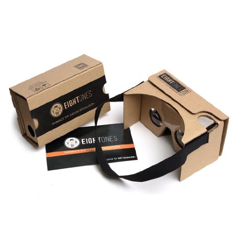 Google Cardboard V2 With Head Strap - EightOnes VR Kit V2 Virtual Reality Headset With Capacitive Touch Button and Head Strap Compatible With iPhone and Android Smartphones (V2, Original Cardboard)