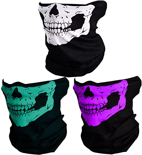 CIKIShield Couples Seamless Skull Face Tube Black (3pcs-Color Set-B)