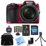 Nikon COOLPIX L840 16MP 38x Opt Zoom Digital Camera 16GB Accessory Bundle - Red