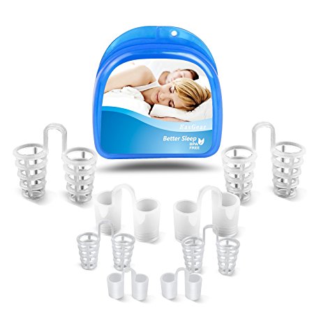 Anti-Snoring Nose Vent Set By EasGear - Natural and Immediate Snoring Solution - Sleeping Aid Device for Ease Breathing - 4 Sizes (8 SET)