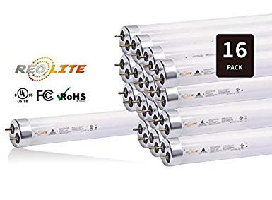 REO-LITE T8 LED Light Tube Lamp, 4FT, 17W (32W Replacement), Plug & Play Ballast Compatible,1650 Lumens, 4100K, Frosted Glass, Works with Electronic Ballast, UL Listed, (16 Pack)