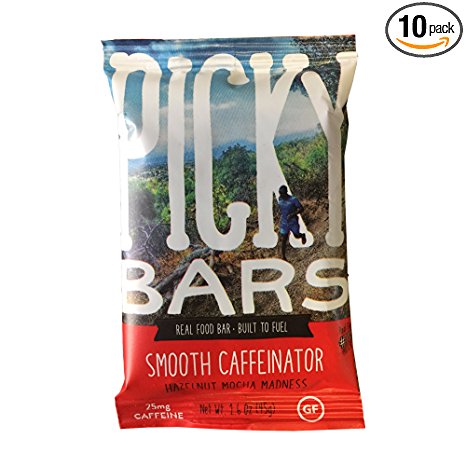 Picky Bars Smooth Caffeinator: All Natural Gluten Free Vegan Protein Energy Bar (1 box = 10 bars)