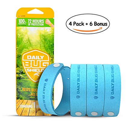 Mosquito Repellent Bracelets 4 Pack   6 Bonus Bug Repellent Patches, All Natural Oil Bug Repellent, Easy to Deters Bugs for Hours, for Outdoor Travel and Indoor Protection, for Adults and Children, Apriller